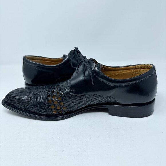 VTG RARE Mezlan Shoes Mens 13M Black Derby Leather Lace Up Cut Out Casual Dress - Picture 7 of 13